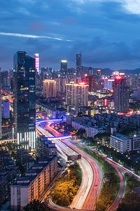 深圳罗湖区夜晚城市风光摄影图