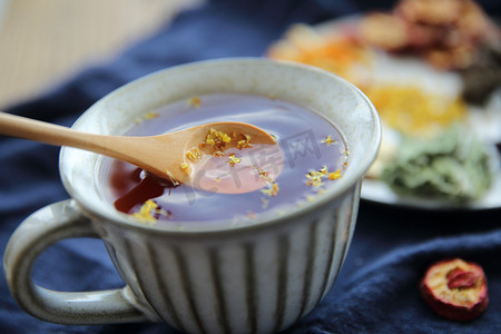 养生茶花茶山楂茶桂花茶摄影图