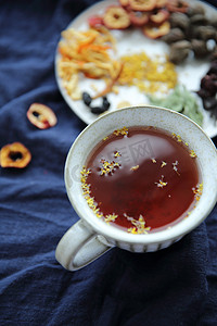 花茶山楂茶桂花茶养生茶摄影图
