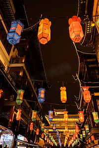 上海豫园城隍庙春节夜景摄影图