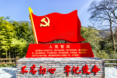 淘宝618狂欢节摄影照片_党徽红旗和誓词摄影图