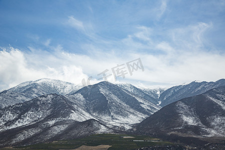 摄影照片_景区雪和山摄影图
