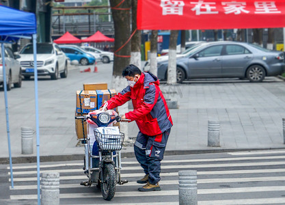 双京东双十一摄影照片_疫情下的武汉快递