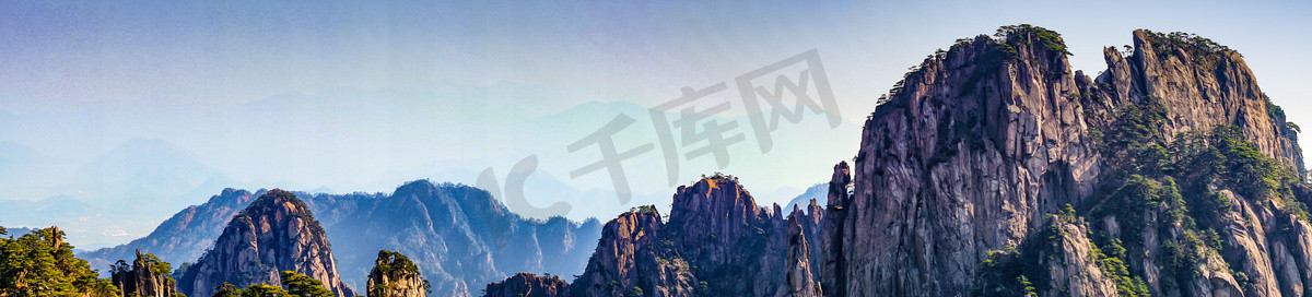 地图风景区图标摄影照片_安徽黄山风景全景摄影图