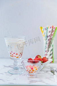 夏日水果饮品奶茶摄影图