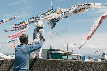 日本摄影摄影照片_日系大海鲤鱼旗节日摄影图