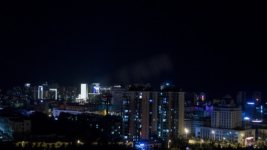 城市夜景系列之夜晚高空视角灯光摄影图