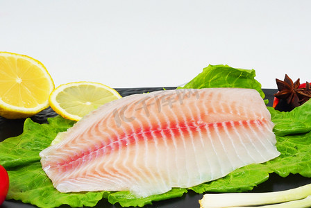 鲷鱼食材生菜摄影图