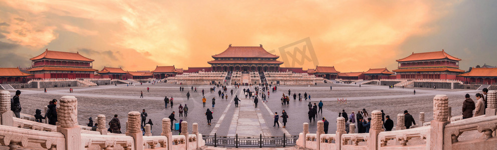 古风飘逸字体摄影照片_北京故宫博物馆古建宫殿全景摄影图