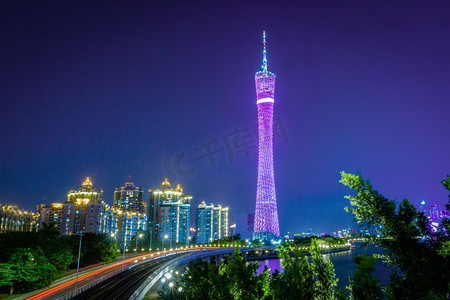 广州塔城市夜景风光摄影图