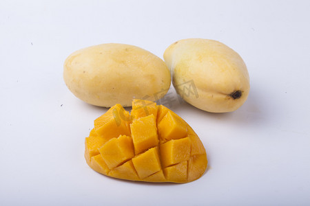 黄色热带芒果水果摄影图 