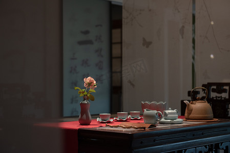 中式阴影框摄影照片_中式茶摄影图