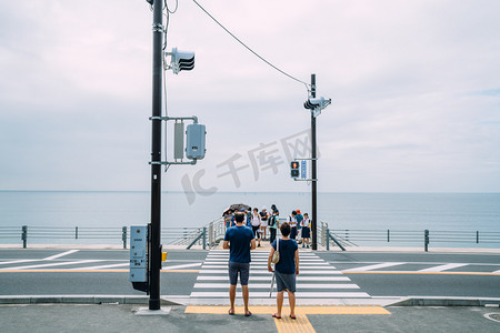 日本镰仓海边公路摄影图