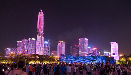 深圳市民中心灯光秀摄影图