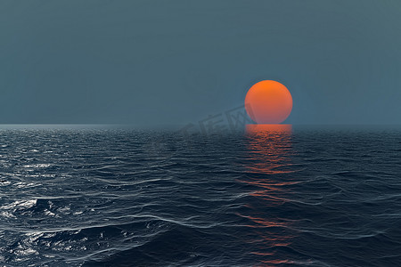 海面太阳和波浪摄影图