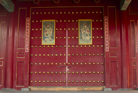 北京天安门故宫紫禁城皇城正门新年门神图摄影图