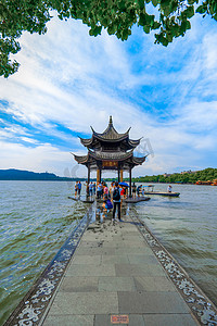 杭州西湖人文景观摄影图