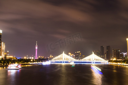 广州夜景海印桥摄影图