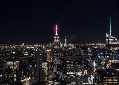 纽约曼哈顿帝国大厦夜景摄影图