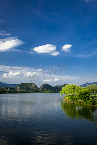 绿柳湖畔摄影图
