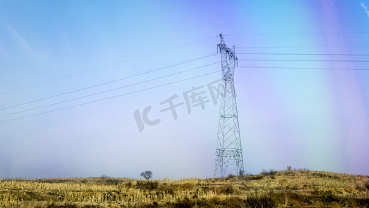 高压电线塔摄影图