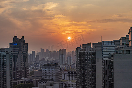 魔都夕阳摄影图