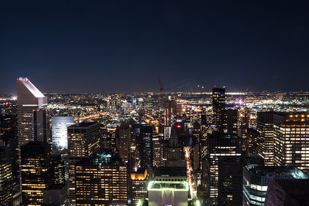纽约曼哈顿夜景鸟瞰摄影图