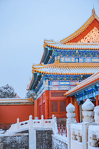 国风古风摄影照片_故宫的雪景摄影图