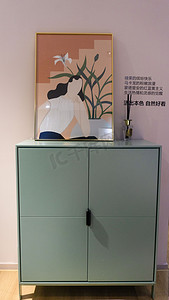 豆沙绿家具柜子摄影图