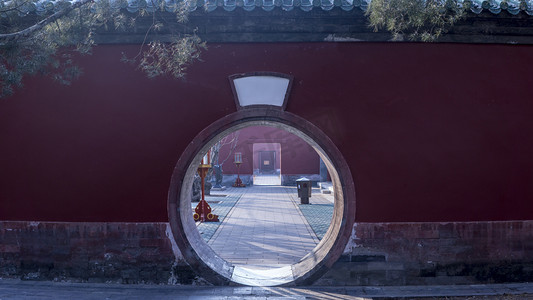祈福摄影照片_北京皇家祭祀祈福场所天坛斋宫走廊摄影图