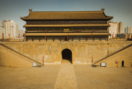 西安城墙古城第一门摄影图