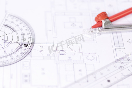 建筑图纸摄影照片_建筑方案施工图背景图片摄影图