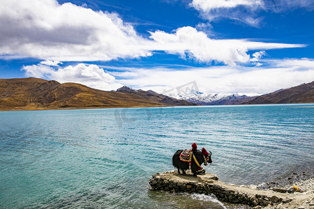 西藏纳木措湖风景区摄影图