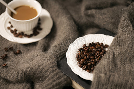 咖啡豆咖啡摄影图
