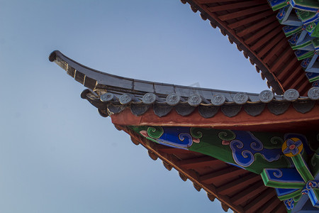 水墨中国风淡雅摄影照片_中国风建筑屋檐的一角摄影图