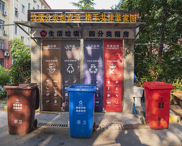 城市小区垃圾站摄影图