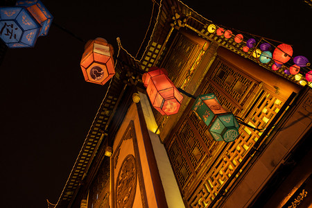 上海元宵节摄影照片_上海豫园城隍庙春节夜景摄影图