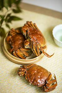 餐饮海报摄影照片_蒸熟的螃蟹摄影图