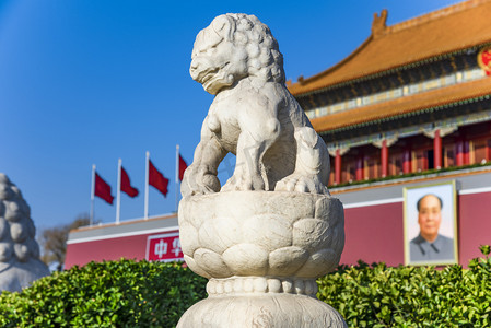 北京天安门广场石狮摄影图