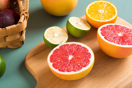 夏日水果西柚柠檬橙子摄影图