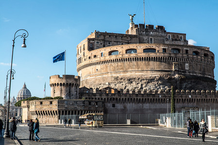 罗马圣天使城堡全景摄影图