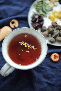 陈皮茶摄影照片_花茶山楂茶桂花茶养生茶摄影图
