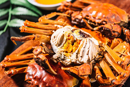 秋季美食大闸蟹摄影图 