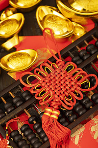 新年红色中国结元宝新春摄影图