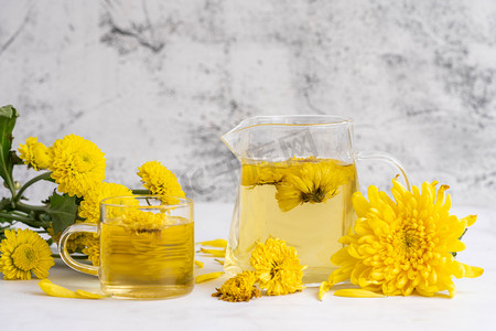 重阳节摄影照片_重阳节菊花茶摄影图