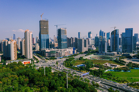 武汉CBD区在建工程大气航拍摄影图