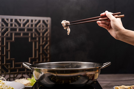 火锅筷子食物摄影图