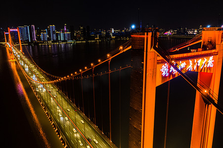 武汉鹦鹉洲大桥大气实拍航拍图片摄影图