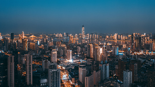 建筑建筑摄影照片_武汉夜景城市建筑群CBD大气摄影图
