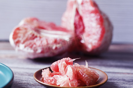 蜜柚果肉摄影图